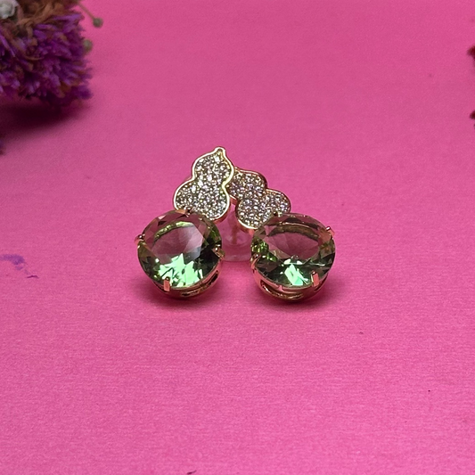 Royal Green AD Stone Chandelier Earrings