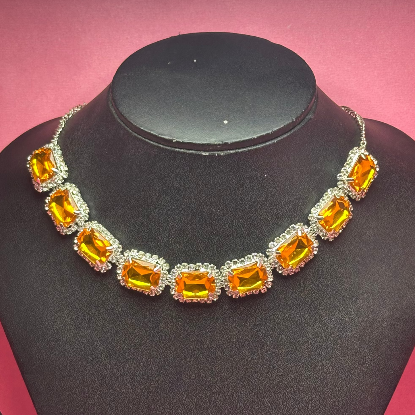 Golden Glow Crystal and Amber Necklace Set