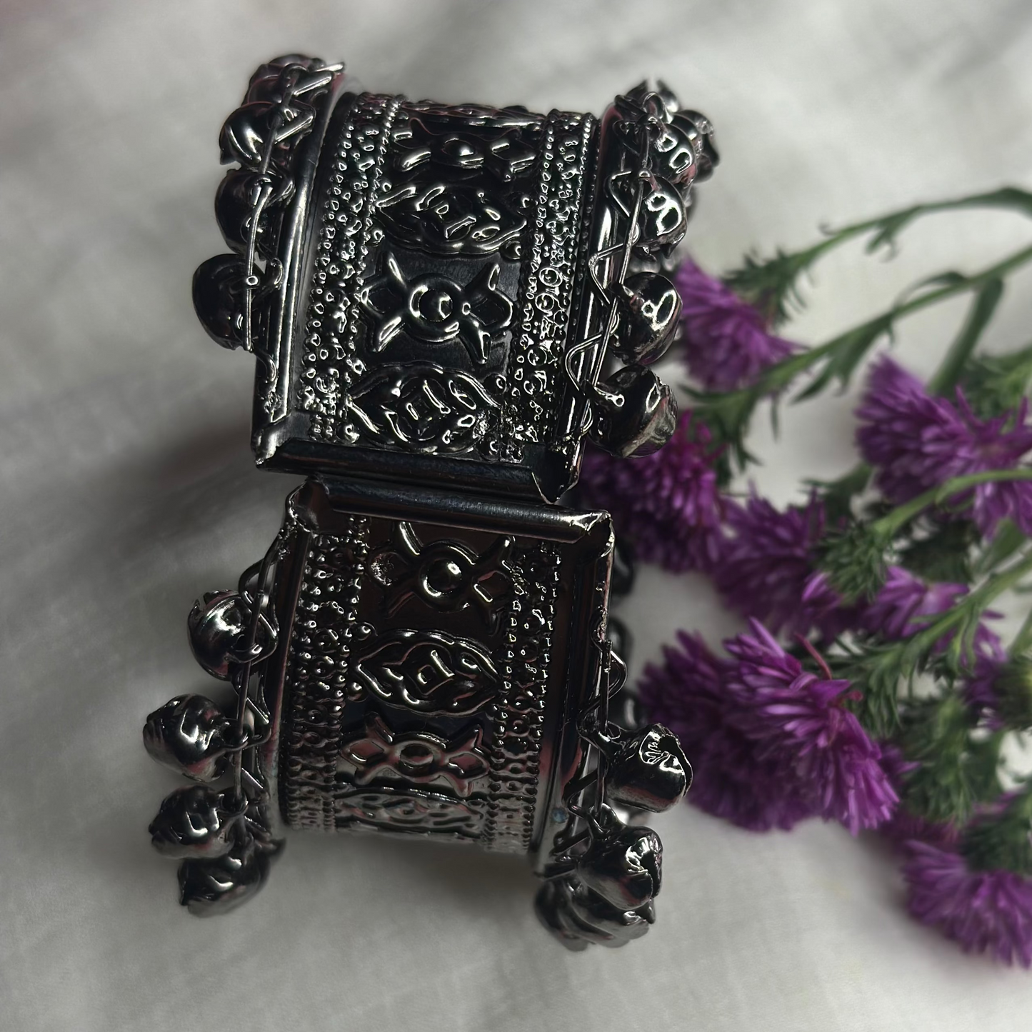 Oxidized Black Metal Bangle with Ghungroo Bells