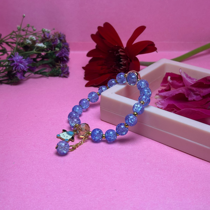 Iridescent Blue Crackle Glass Bracelet