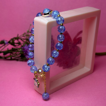 Iridescent Blue Crackle Glass Bracelet