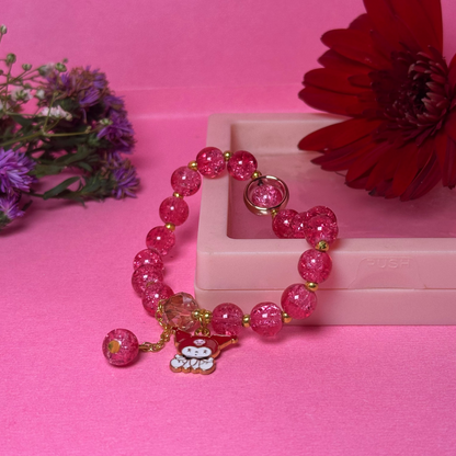 Red Cracked Quartz Charm Bracelet