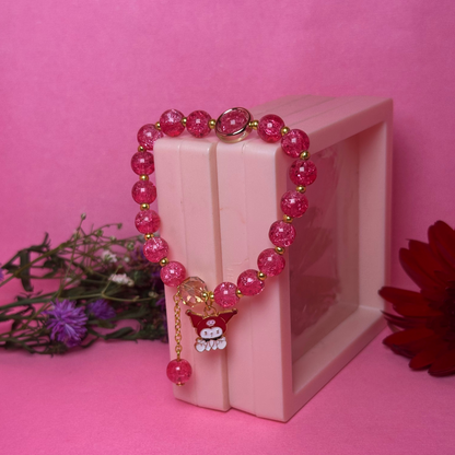 Red Cracked Quartz Charm Bracelet