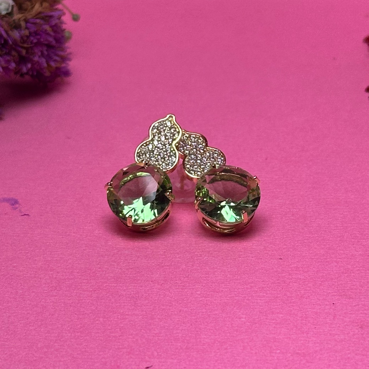 Royal Green AD Stone Chandelier Earrings