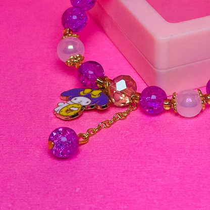 Whimsical Pink Dangle Charm Bracelet