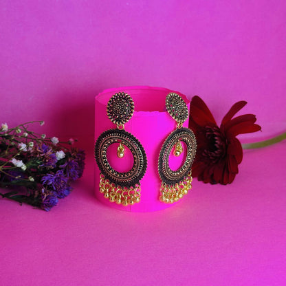 Oxidized Gold Jhumka Earrings Hamper with Free Gemstone Necklace